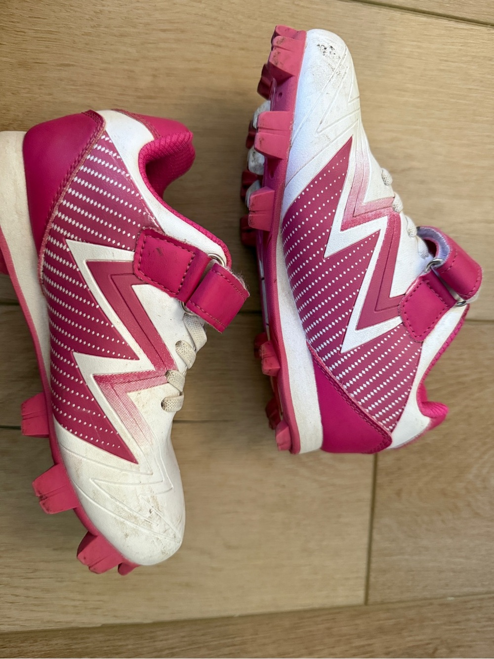 Kids Pink Athletic Cleats - Velcro Strap